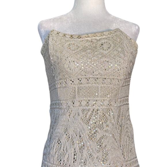 Y2K Jessica McClintock Gunne Sax Millennium Prom Lace Sequin Strapless Maxi XS - Picture 3 of 11